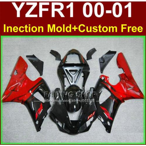 Motorcycle fairings for YAMAHA YZF1000 fairing kits YZFR1 2000 2001 YZFR1 YZF 1000 00 01 YZF R1 red black fairings kit+7gifts