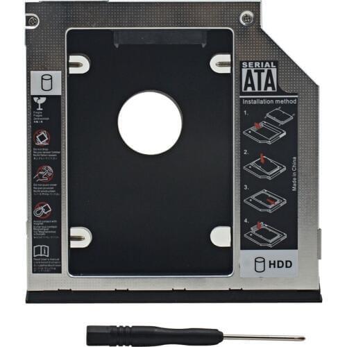 2nd HDD Caddy 9.5mm SATA 3.0 2.5" SSD HDD Hard Drive Enclosure Box Case For DELL E6540 E6440 optibay