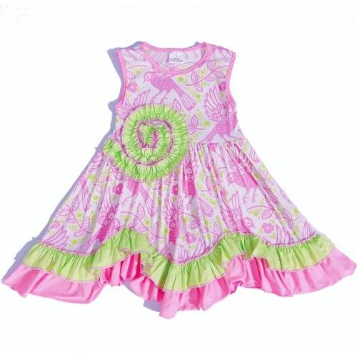 Girl lovely dress bird and flower dress