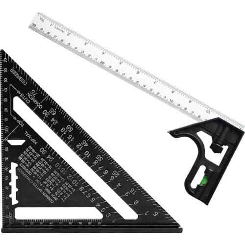 Angle Ruler 7 inch Metric Aluminum Alloy Triangular Measuring Ruler Woodwork Speed Square Triangle Angle Protractor Woodworking