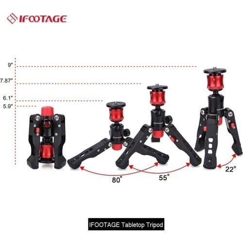 Mini Tripod Stand with 3/8 and 1/4 inches Quick Release Plate, Max Load 17.6 lbs for video conferencing, travel and daily video