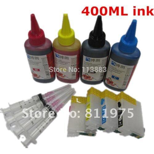 T1291-1294 Refillable ink cartridge for EPSON Stylus SX440W SX445W SX525WD SX535WD SX620FW BX925FW + for EPSON Dey ink 400ML