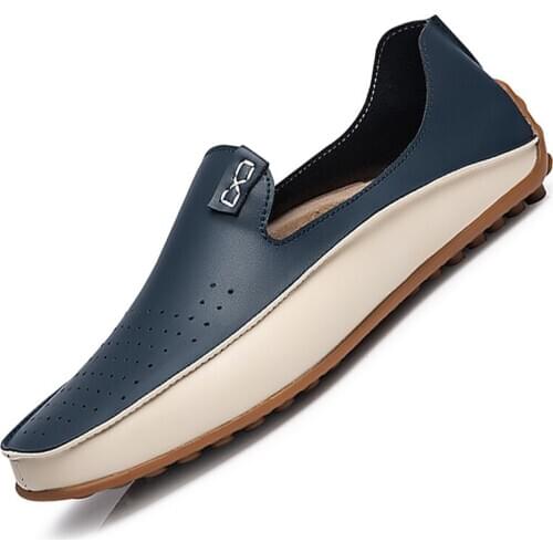 Men Boat Shoes Moccasins Leather Mens Loafers Lightweight Sneakers Italian Breathable Slip-on Driving Casual Shoes Men Size 47