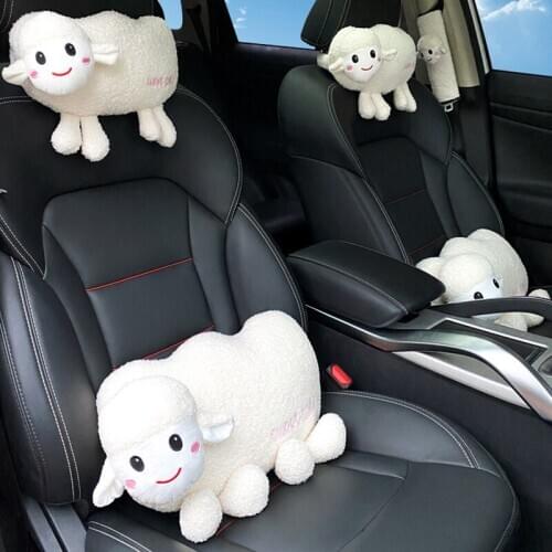 Cartoon car headrest Pillow cute little sheep neck support Plush creative seat lumbar shoulder seatbelt pad Head Rest Cushiond