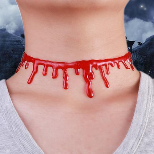 Halloween Horror Irregular Blood Drip Choker Chain Punk Necklace Jewelry Charm Party