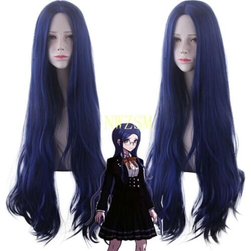 100cm Danganronpa: Trigger Happy Havoc Cosplay Wigs Shirogane Tsumugi Playing Long Dark Blue Color Hair Halloween 1:1 Wigs
