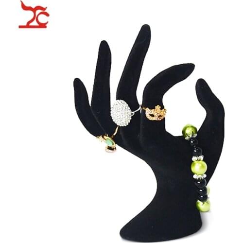 Lady OK Shaped Hand Jewelry Display Stand Black Velvet Hand Model Ring Bracelet Bangle Necklace Hanging Organizer Stand 11*17cm