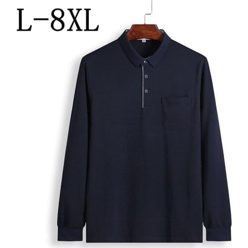 Size 6XL 7XL 2018 New Autumn Fashion Polo Shirt Men Long Sleeve Mens Polos With Pocket High Quality Camisa Polo Masculina