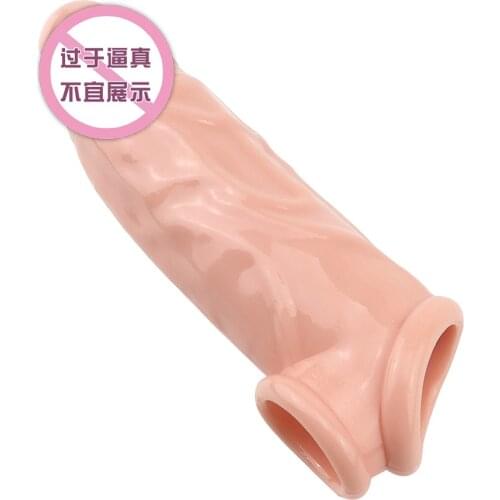 Realistic Penis Extension Cock Sleeve Reusable Silicone Penis Enlarger Delay Condoms For Men Dildo Enhancer Sex Toys Enlargement