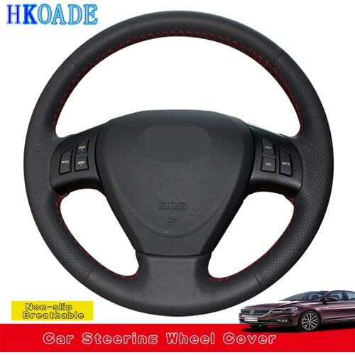 Car Products DIY Hand-stitched Black Artificial Leather Car Steering Wheel Cover For Chery Fulwin 2 2013-2016 A3 2010 2011 2012