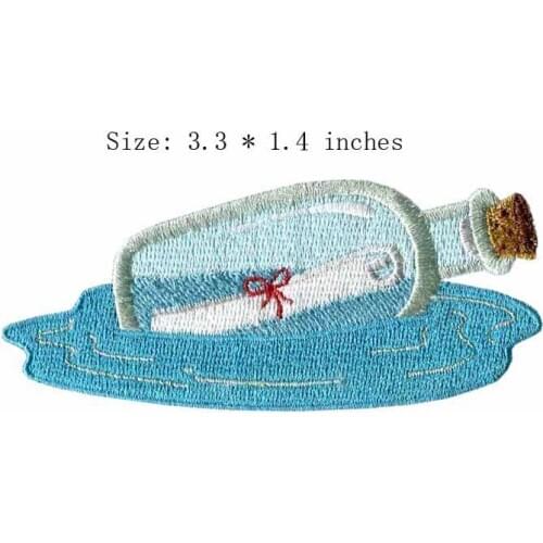 The blue color bottle 3.3"wide embroidery patch for driftage/ river/water