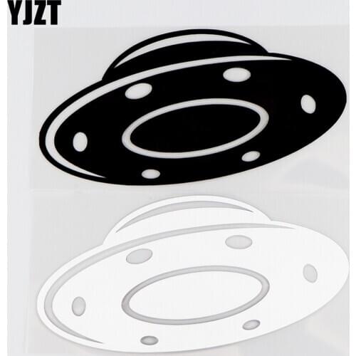YJZT 14X7.2CM Ufo Vinyl Car Sticker Decals Personality Decor Fun Flying Saucer Black / Silver 10A-0394