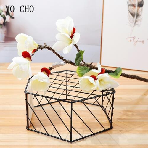 YO CHO 9 Heads Magnolia Artificial Silk Flowers Wedding Christmas Living Room Decoration Flores Long Stem Artificial Faux Flores