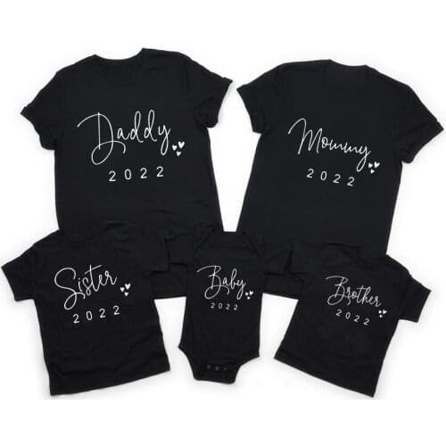 Funny Daddy Mommy Brother Sister Baby 2021 Family Matching Clothes Outfits Father Son Mother and Daughter Tshirts Baby Clothes