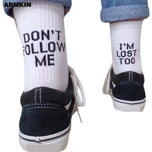 Women Girls Funny Socks Halajuku humored word printed socks Cotton Creative Calcetines Hip hop Street Skateboard Unisex Socks