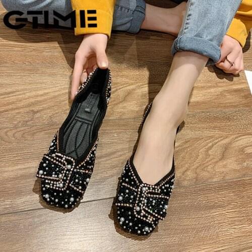 2020 Women Flat Shoes Fashion Bling Rhinestone Flat Ballet Bow-knot Slip On Ladies Lazy Loafers Casual Flat Shoes#SJPAE-524
