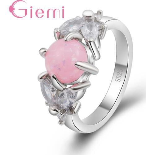 Wholesale Price Shiny Zircon Jewelry Good Quality 925 Sterling Silver Rings for Women Sweet Pink Wedding Engagement Anel
