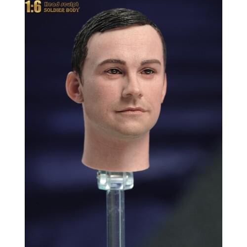 1/6 PVC Male Soldier Head Carving D80147 WWII Captain Head Sculpt Fit 12'' Action Figure Body Toy