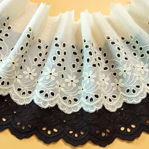 100% Swiss Cotton Voile Lace Cotton Embroidered Lace White Diy Sewing Garment Accessories 26cm