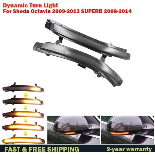 2Pcs Dynamic LED Turn Signal Blinker Mirror Flasher Light Sequential Lamp For Skoda Octavia 2009-2013 Superb 2008-2014
