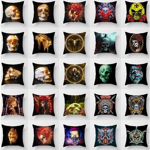 45*45cm Mexican Cushion Covers Gold skull Pattern Beauty 1 Side Printing Car Rear Seat Home Sofa Decoration Throw Pillow Cases