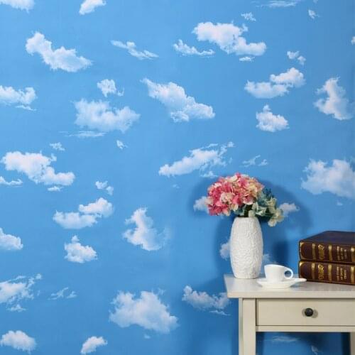 5M Self Adhesive PVC Wallpaper 3D Sky&White clouds Wall Stickers Living Room Bedroom WallPapel Wall Refurbished Home Decor