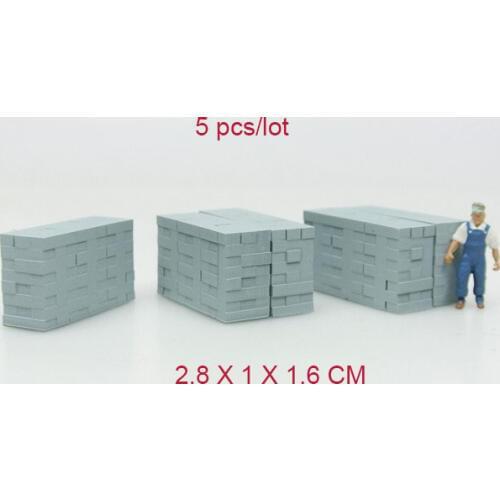 5 PCS DIY 1:87 Simulation Concrete Long Brick Train Model Sand Table Scene Station Decoration Ho Scale Accessories