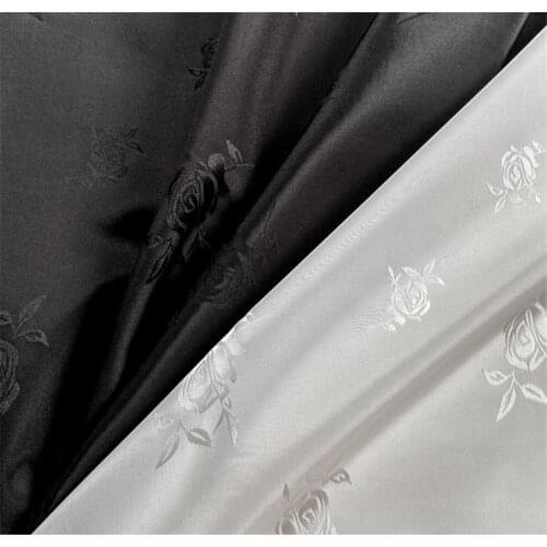 CF997 White/Black Rose Damask Silk Satin Brocade Jacquard Fabric Costume/DIY Sewing Material/Home Textile/Womens Skirts' Fabric