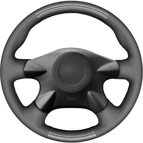 Hand Sew Black Artificial Leather Carbon Fiber Steering Wheel Cover for Nissan Almera (N16) X-Trail (T30) Primera Sunny Avenir