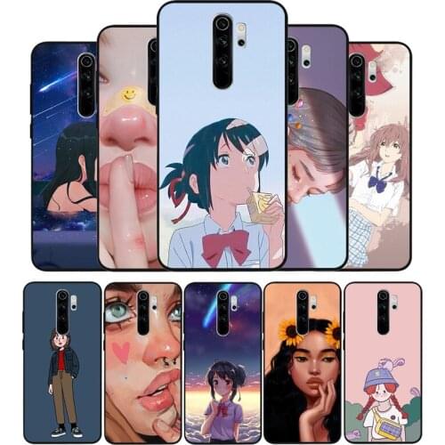 Anime Teenage girl animation Black TPU Silicone Soft Phone Case For Redmi 4A 4X 7A 5 Plus 6 Pro NOTE 9 7 8 5 Pro 4 6