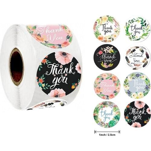 Floral Thank You Stickers Paper Label Scrapbooking Wedding Envelope Seals Stickers Handmade Stationery Festival Gift Decorations