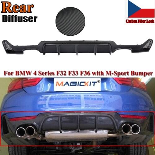 MagicKit For BMW F32 F33 435i 440i M-sport 14-19 Rear Bumper Diffuser Carbon Fiber Style