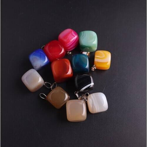 Druzy 24pcs Natural Stone Carnelian Jewelry Suspension Pendants Natural Gem Stone Quartz 15-18mm Square Pendulum For Wholesales