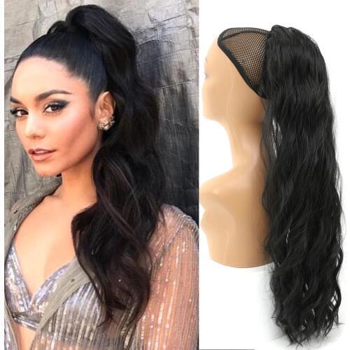 YunRong long water wave drawstring synthetic horsetail synthetic chemical fiber wig horsetail corn hot solid color horsetail