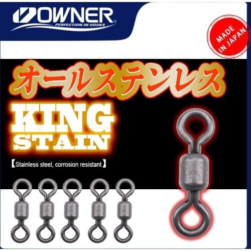 Imported From Japan OWNER KING STAIN 72445 Fishing Swivels High-quality Stainless Steel Barrel Rolling Solid Rings For Fish hook
