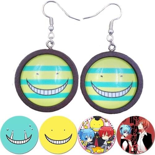 Assassination Classroom Log Wood Wooden Time Gem Cool Classic Women Female Female Girl New Pattern Drop Earrings Jewelry ASJS