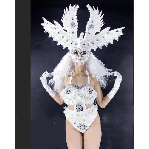 White angel baby costumes goddess costume Senior luxury mysterious girl Halloween party cosplay Led Luminous dance suit
