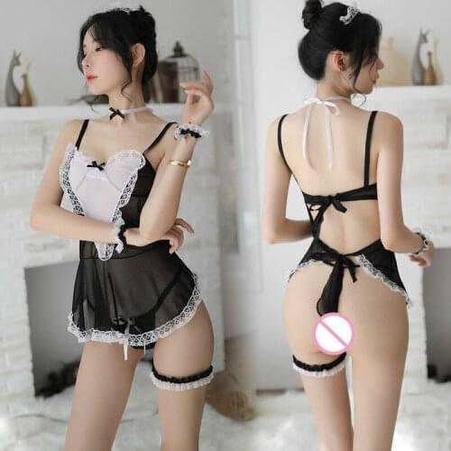 Maid Uniform Costumes Role Play Women Sexy Underwear Lovely Female White Lace Erotic Costume Kawaii Lingerie for Sex sex skirt
