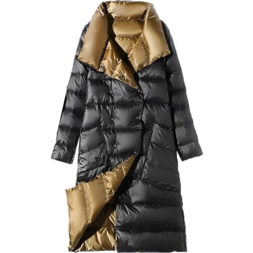 Women Long Jacket Double Sided Wear White Duck Down Coat Winter New Fashion Thin And Light Warm Snow Overcoat Ladies Parkas H806