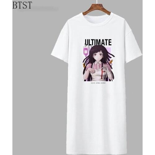 Cute Mikan Tsumiki DanganronpaPrinted Girl Fashion O Neck short sleeve Female T Shirt Dress Streetwear white kawaii girl dress