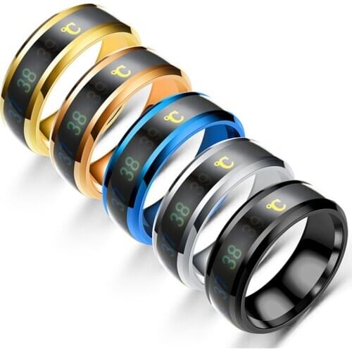 Fashion Intelligent Thermometer Temperature Measuring Ring For Men Woman Personality Jewelry Wedding Creative Christmas Gifts