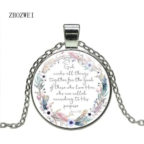 Fashion hot money God works hard for people who love him Romans 8 28 Bible Verse Necklace Christian Jewelry Gift Jewelry