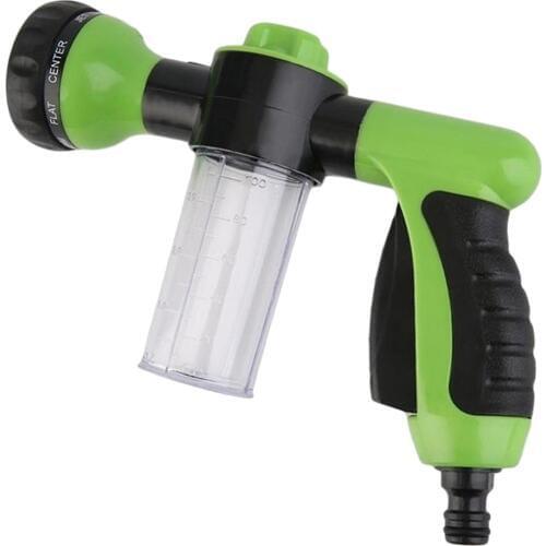 Garden Hose Nozzle Adjustable 8 Watering Pattern with 3.5Oz Soap Sprayer Foam Nozzle Sprayer for Car Washing Pet Shower (Green)