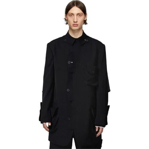 Customized New male Original stitching fashion Multi Pocket stage show plus size Suit coat