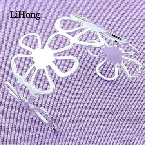 New Fashion 925 Silver Bangle Five Leaf Flower Silver Woman Charm Jewelry Bracelet Gift