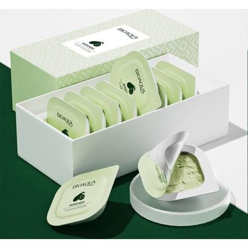 8PCS/set Avocado Extract Clearing Mud Cream Mask Moisturizing Oil-Control Acne Relief Smear Mask Boxed Korean Skin Care Products