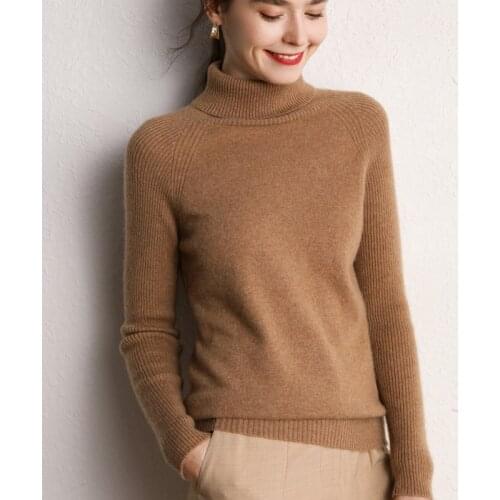 Autumn 100% Cashmere Pullover High Collar Sweaters Winter Clothes Women Long Sleeve Top Warm Korean Fashion Jersey Mujer WPY4240
