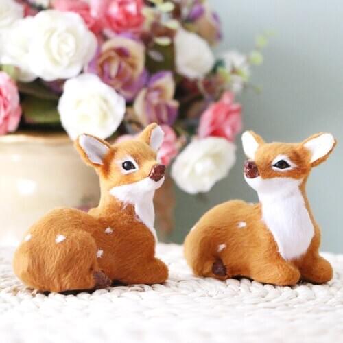 A pair of cute simulation deer toys polyethylene & furs mini deer model gift about 9x4.5x8cm 2156