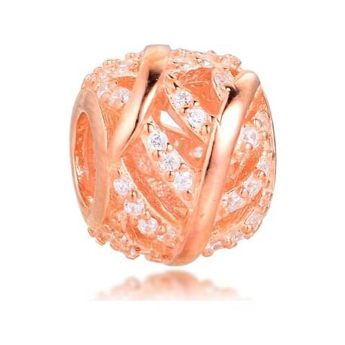Fits Pandora Bracelet Rose Gold Light as a Feather Charm 925 Sterling Silver Beads for DIY Making Women Jewelry kralen perles