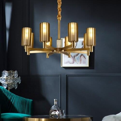Postmodern all-copper light luxury chandelier living room dining room bedroom simple chandelier